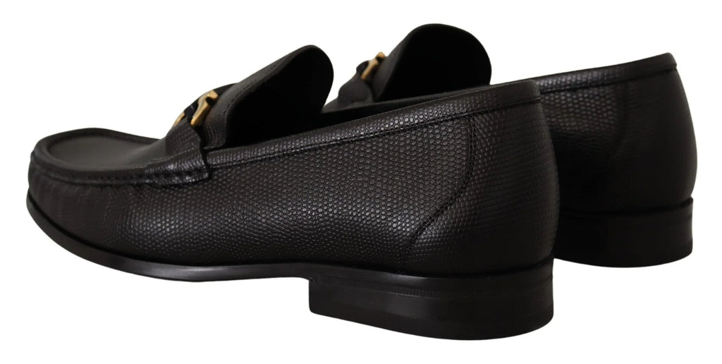 Salvatore Ferragamo Black Calf Leather Moccasins Loafers Shoes - Zeiniez