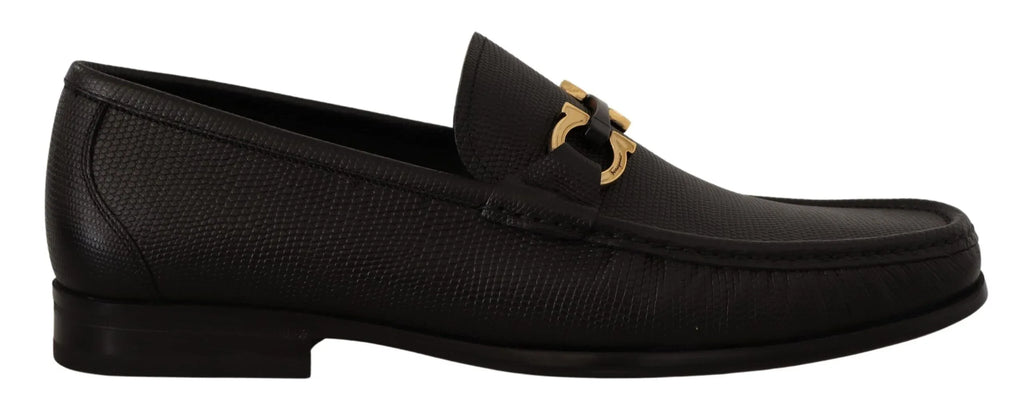 Salvatore Ferragamo Black Calf Leather Moccasins Loafers Shoes - Zeiniez
