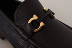 Salvatore Ferragamo Black Calf Leather Moccasins Loafers Shoes - Zeiniez