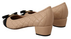 Salvatore Ferragamo Beige and Black Nappa Leather Pumps Shoes - Zeiniez