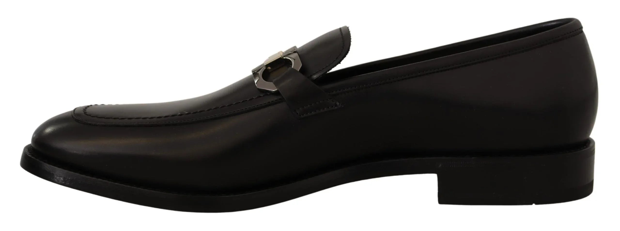 Salvatore Ferragamo Black Calf Leather Moccasin Formal Shoes - Zeiniez