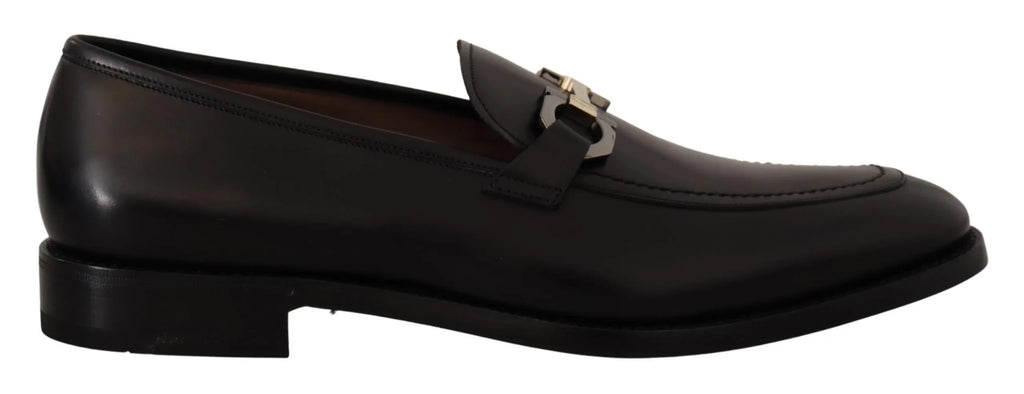 Salvatore Ferragamo Black Calf Leather Moccasin Formal Shoes - Zeiniez