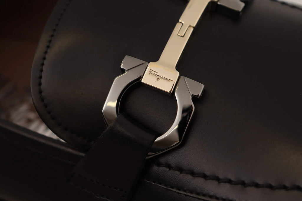 Salvatore Ferragamo Black Calf Leather Moccasin Formal Shoes - Zeiniez