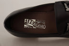 Salvatore Ferragamo Black Calf Leather Moccasin Formal Shoes - Zeiniez