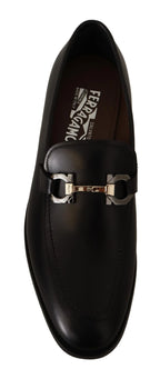 Salvatore Ferragamo Black Calf Leather Moccasin Formal Shoes - Zeiniez