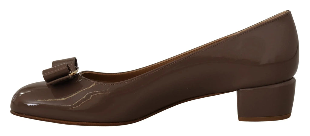 Salvatore Ferragamo Brown Naplak Calf Leather Pumps Shoes - Zeiniez