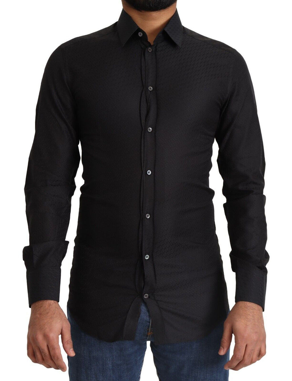 Dolce & Gabbana Black GOLD Cotton Slim Dress Formal Shirt - Zeiniez