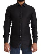 Dolce & Gabbana Black GOLD Cotton Slim Dress Formal Shirt - Zeiniez