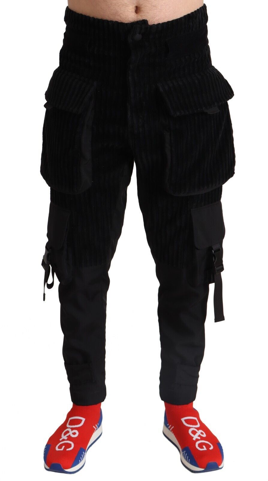 Dolce & Gabbana Black Cotton Skinny Corduroy Cargo Pants - Zeiniez