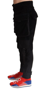 Dolce & Gabbana Black Cotton Skinny Corduroy Cargo Pants - Zeiniez