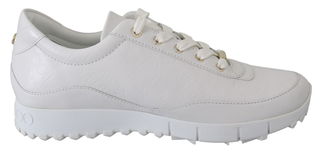 Jimmy Choo White Leather Monza Sneakers - Zeiniez