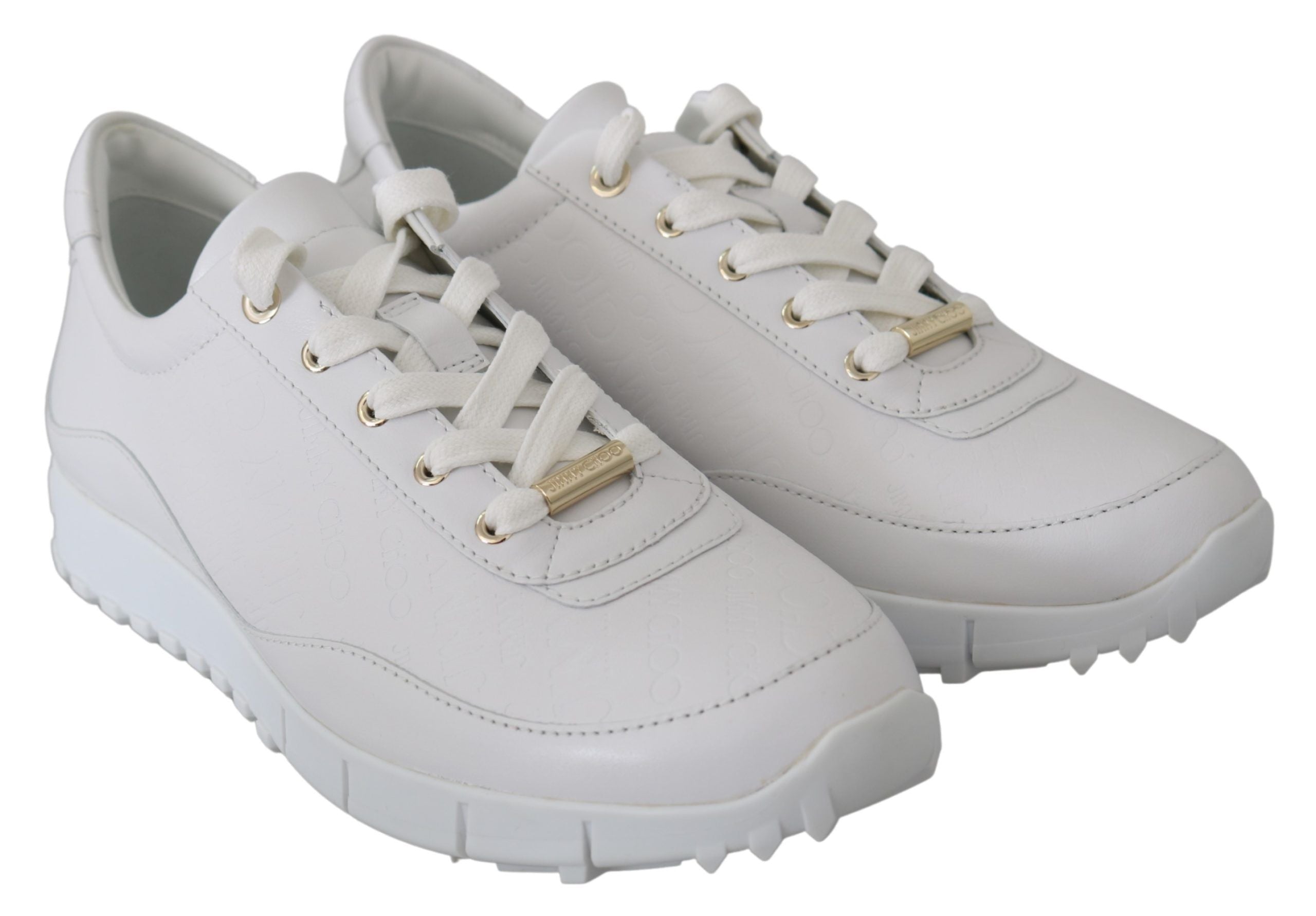 Jimmy Choo White Leather Monza Sneakers - Zeiniez