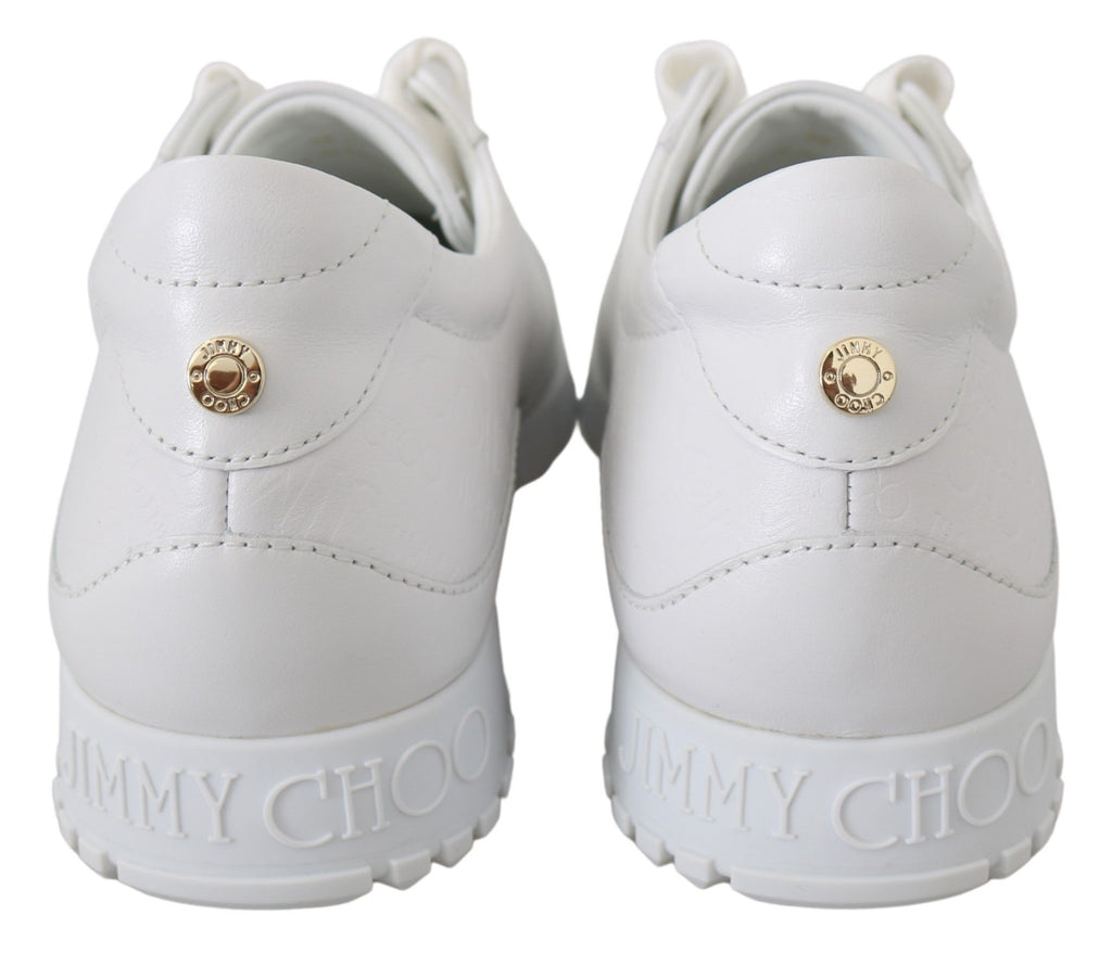 Jimmy Choo White Leather Monza Sneakers - Zeiniez