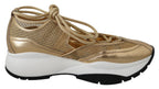 Jimmy Choo Gold Mesh Leather Michigan Sneakers - Zeiniez