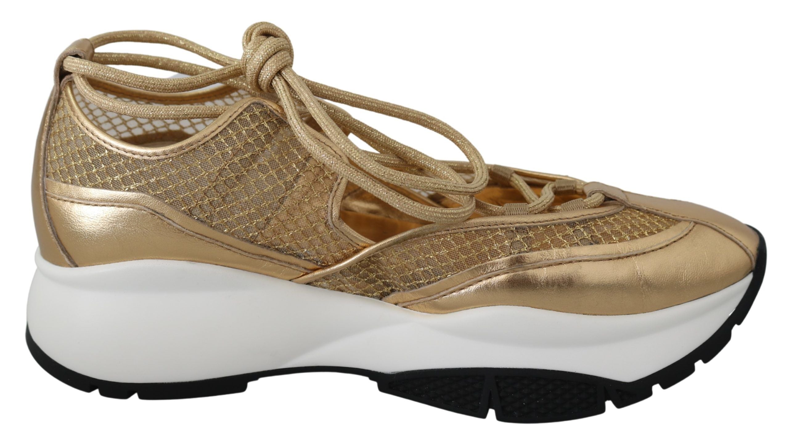 Jimmy Choo Gold Mesh Leather Michigan Sneakers - Zeiniez