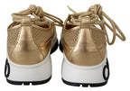 Jimmy Choo Gold Mesh Leather Michigan Sneakers - Zeiniez