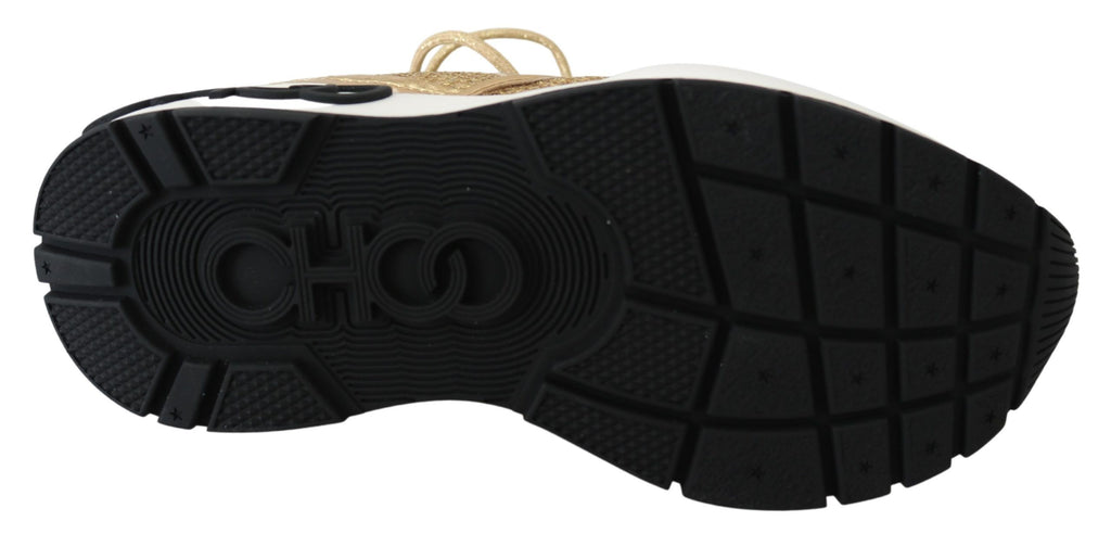 Jimmy Choo Gold Mesh Leather Michigan Sneakers - Zeiniez