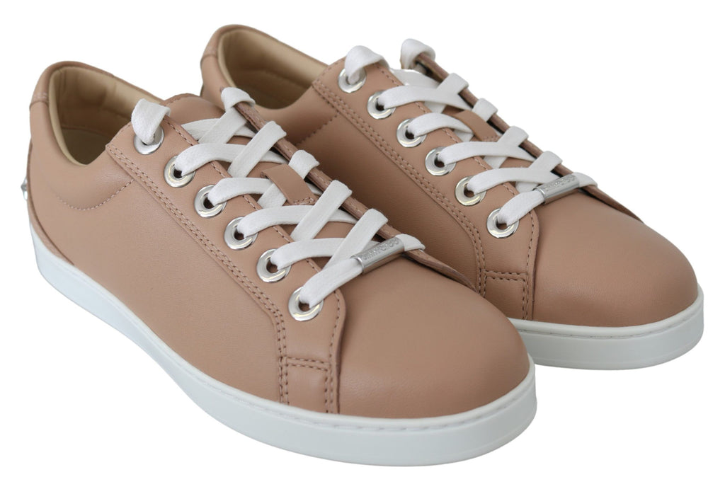 Jimmy Choo Powder Pink Leather Cash Sneakers - Zeiniez
