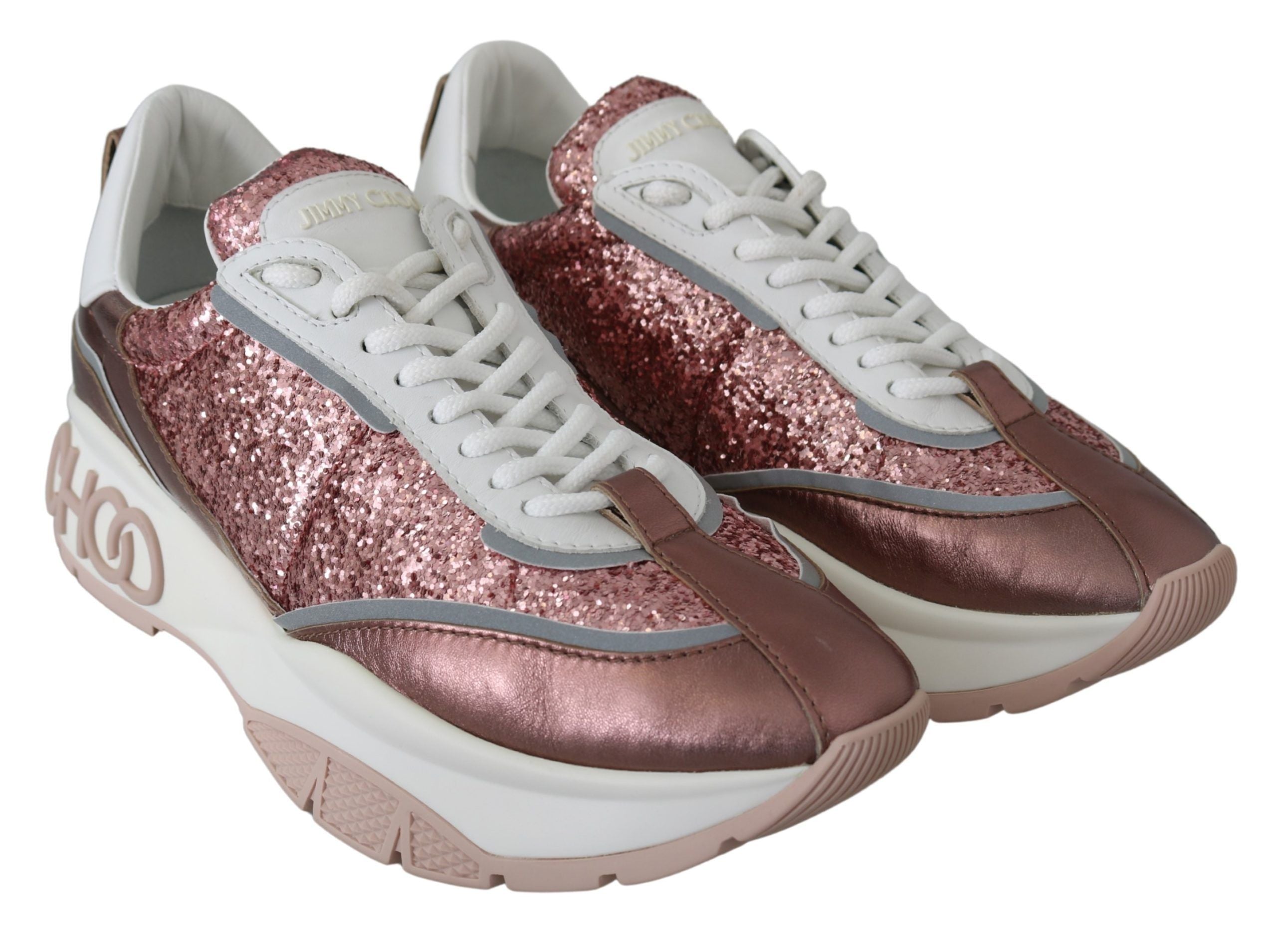 Jimmy Choo Pink Candyfloss Leather Raine Sneakers - Zeiniez
