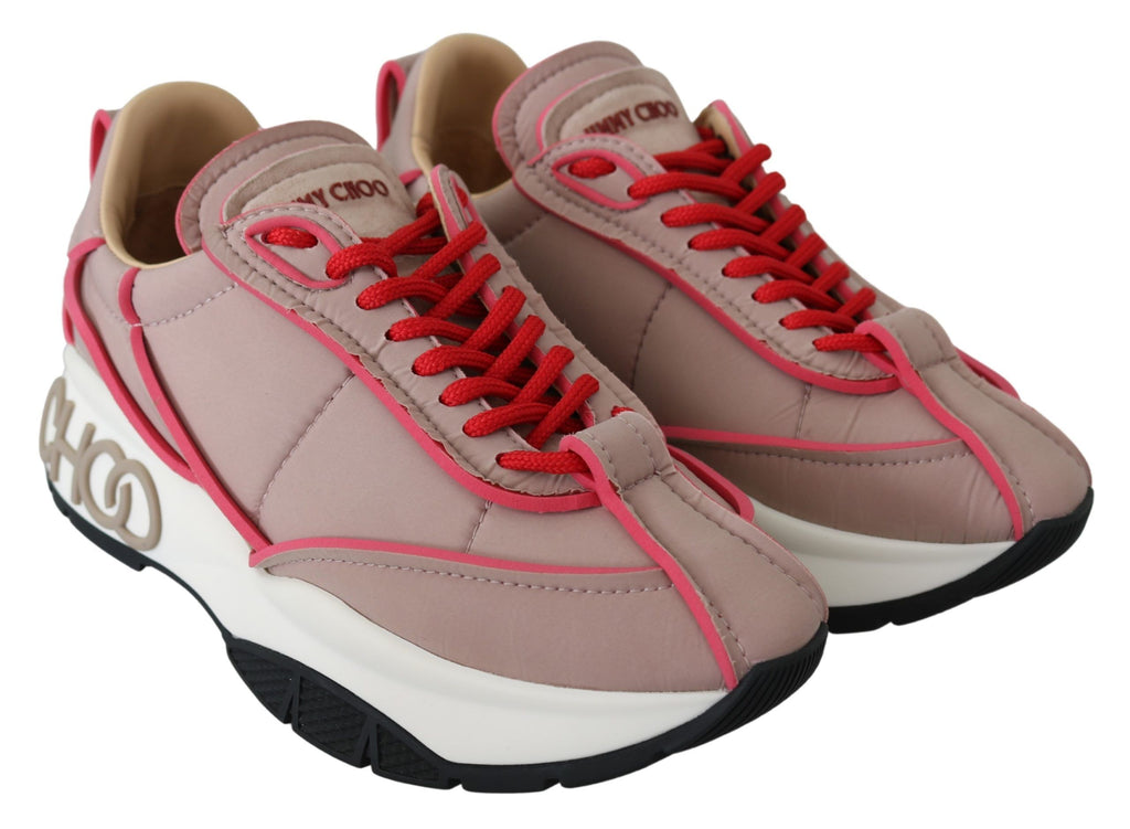 Jimmy Choo Ballet Pink and Red Raine Sneakers - Zeiniez