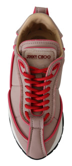 Jimmy Choo Ballet Pink and Red Raine Sneakers - Zeiniez