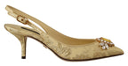 Dolce & Gabbana Gold Crystal Slingbacks Pumps Heels Shoes - Zeiniez