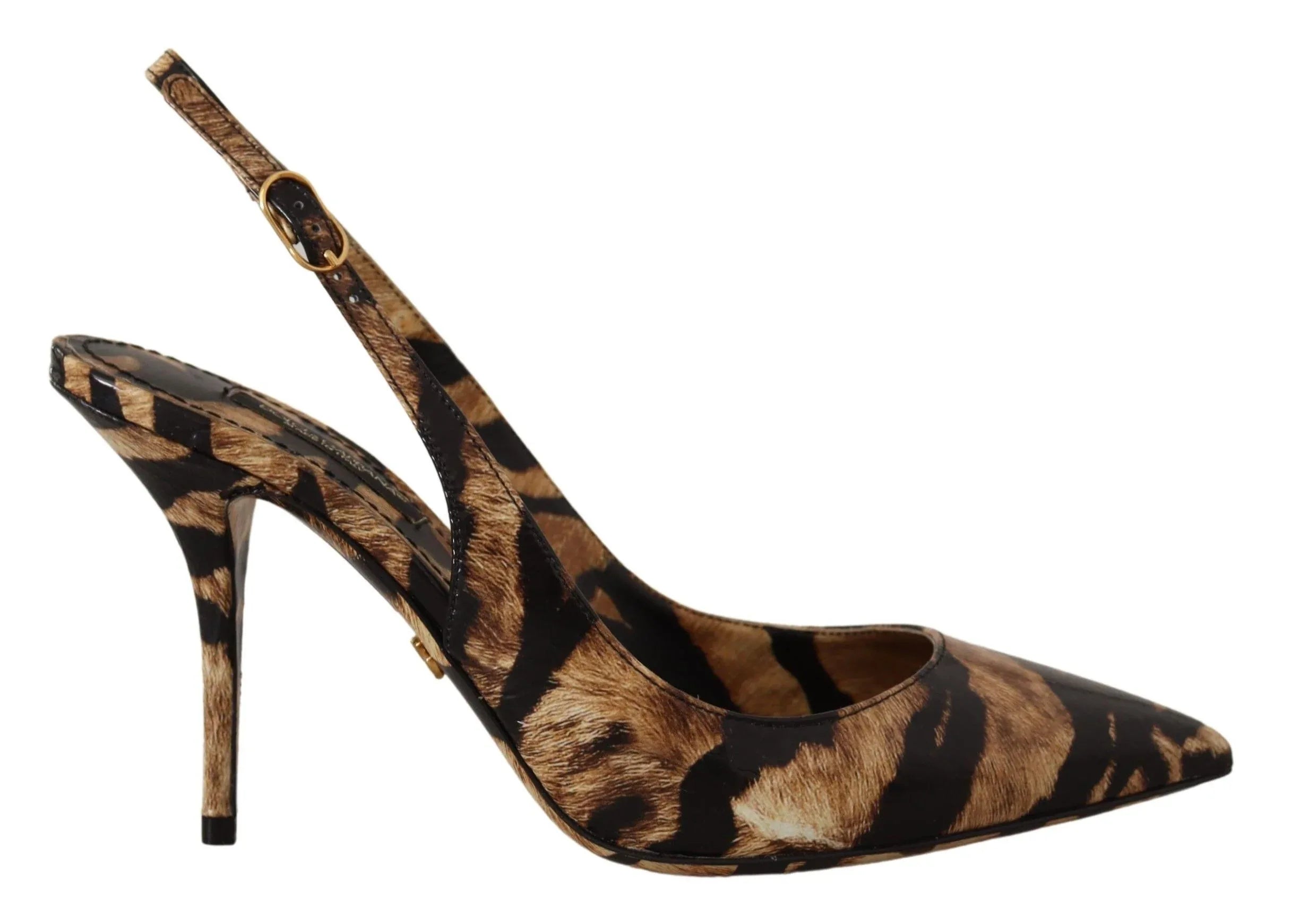 Dolce & Gabbana Brown Slingbacks Leather Tiger Shoes - Zeiniez