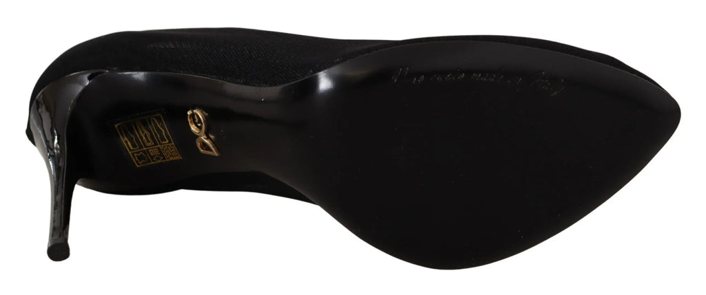 Dolce & Gabbana Black Tulle Stretch Boots Pumps Shoes - Zeiniez