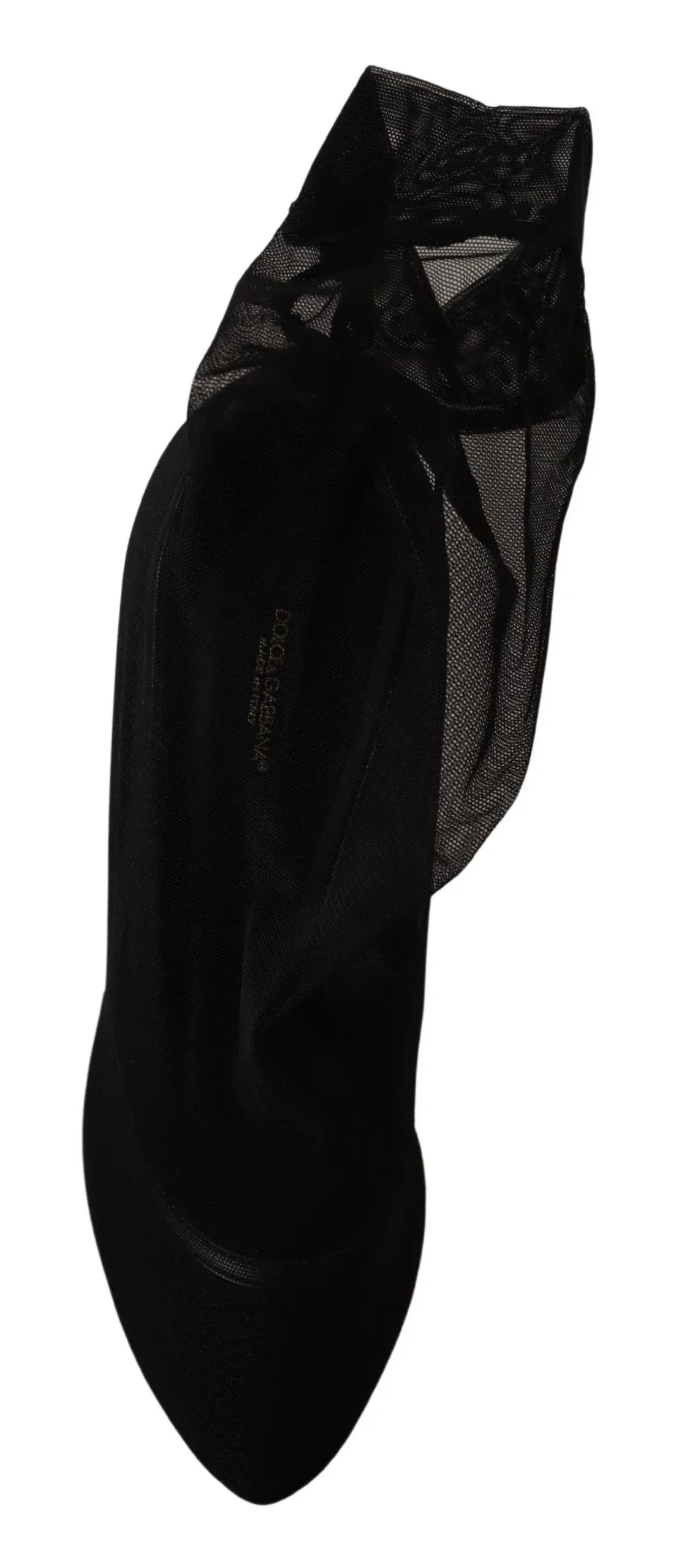 Dolce & Gabbana Black Stretch Tulle Stretch Boots Shoes - Zeiniez