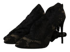 Dolce & Gabbana Black Stretch Socks Taormina Lace Boots Shoes - Zeiniez