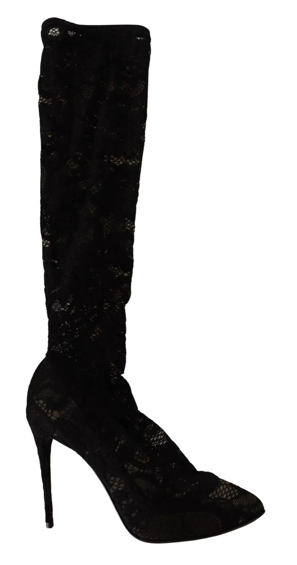 Dolce & Gabbana Black Stretch Socks Taormina Lace Boots Shoes - Zeiniez