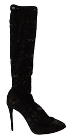 Dolce & Gabbana Black Stretch Socks Taormina Lace Boots Shoes - Zeiniez