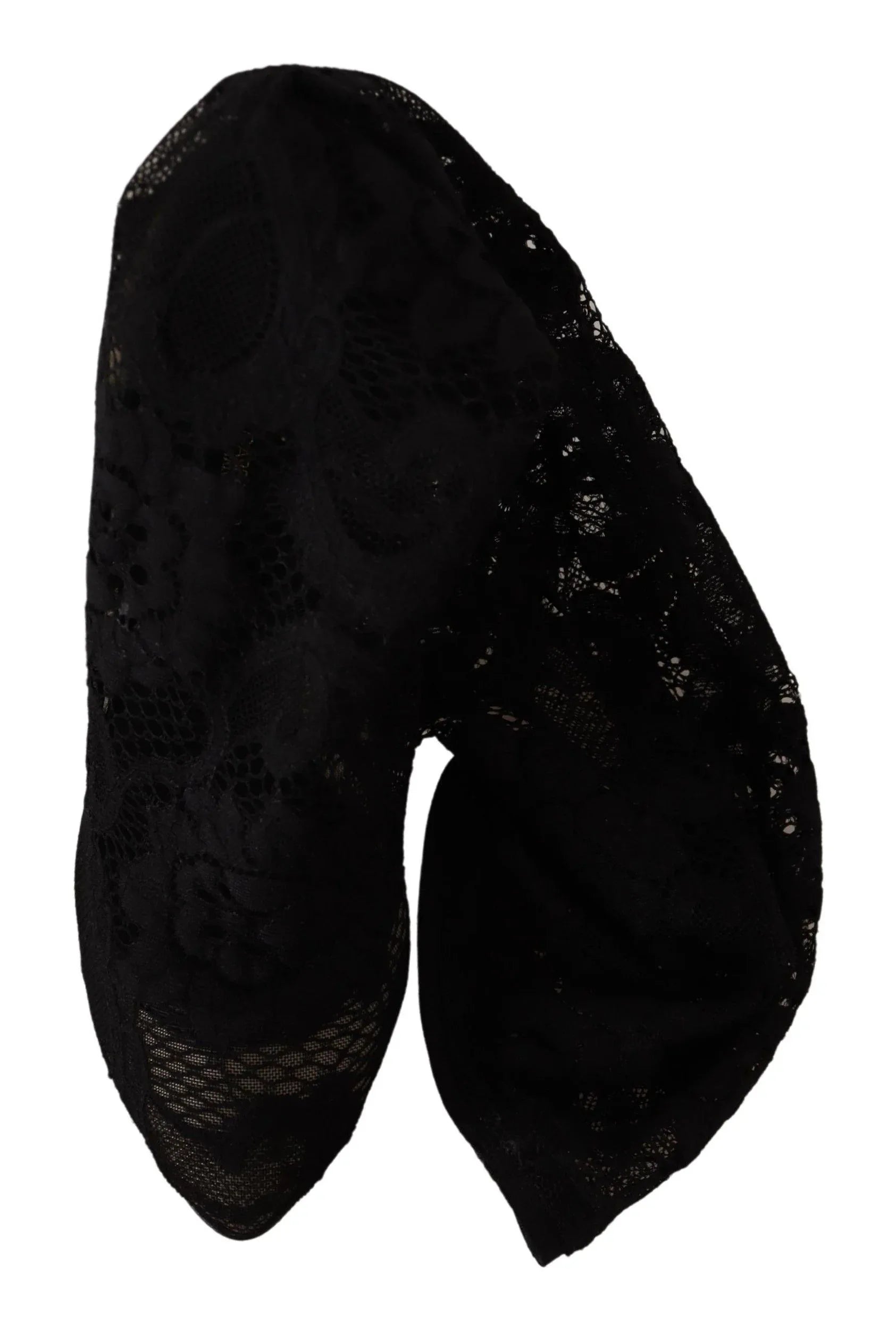 Dolce & Gabbana Black Stretch Socks Taormina Lace Boots Shoes - Zeiniez