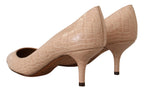Dolce & Gabbana Beige Leather Pointed Heels Pumps Shoes - Zeiniez