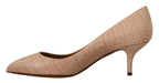 Dolce & Gabbana Beige Leather Pointed Heels Pumps Shoes - Zeiniez