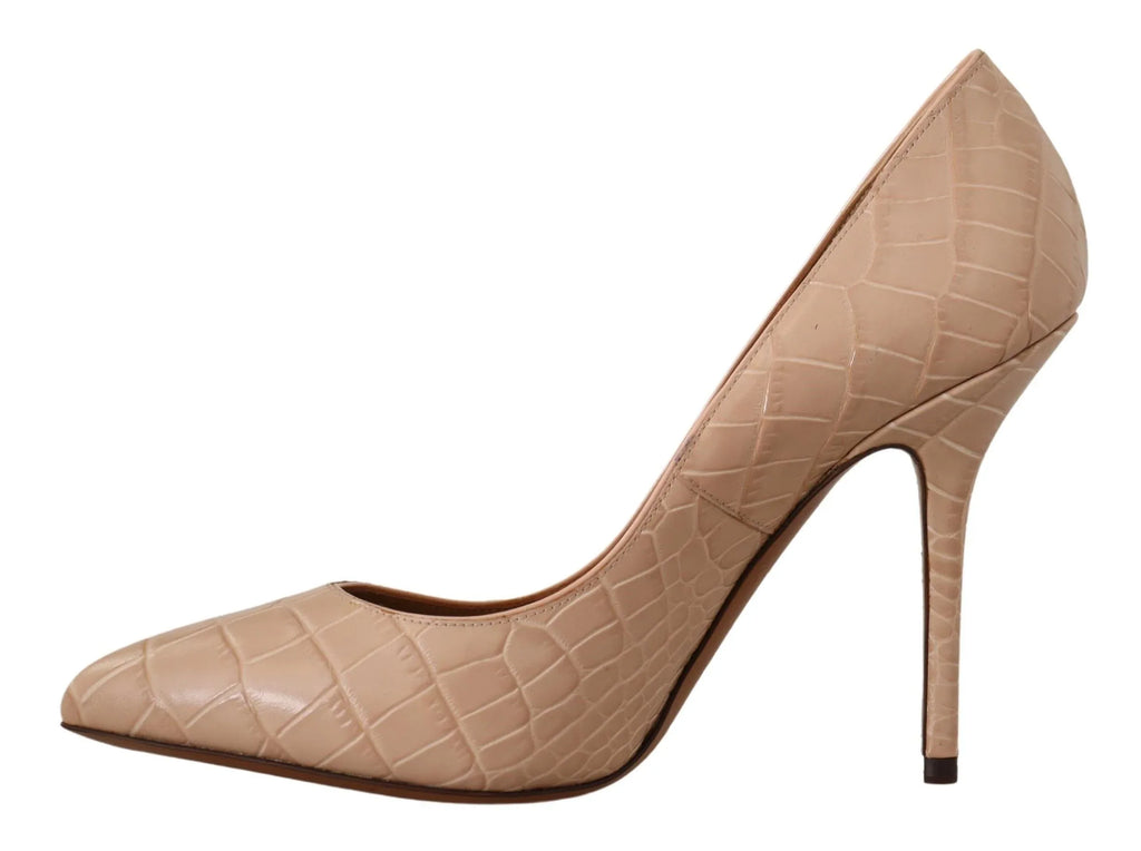 Dolce & Gabbana Beige Leather Bellucci Heels Pumps Shoes - Zeiniez
