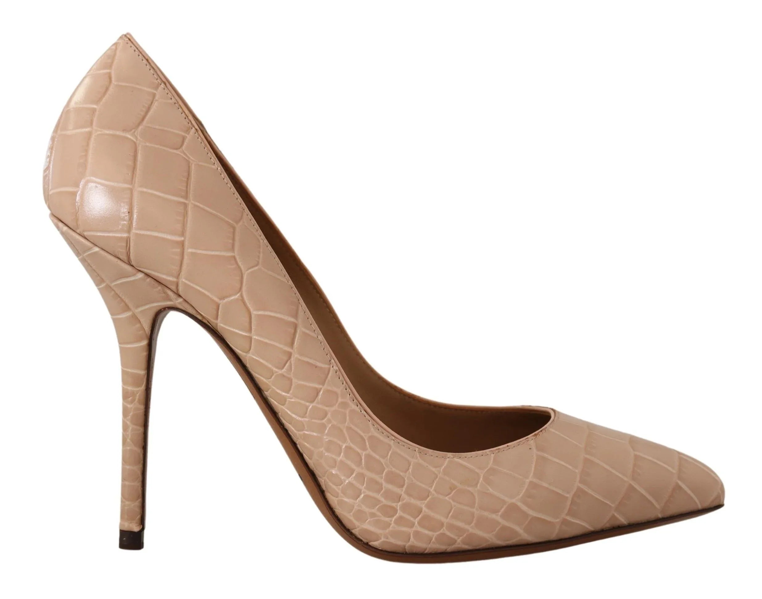 Dolce & Gabbana Beige Leather Bellucci Heels Pumps Shoes - Zeiniez