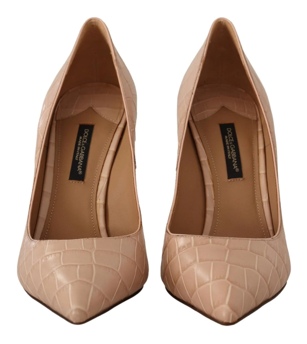 Dolce & Gabbana Beige Leather Bellucci Heels Pumps Shoes - Zeiniez