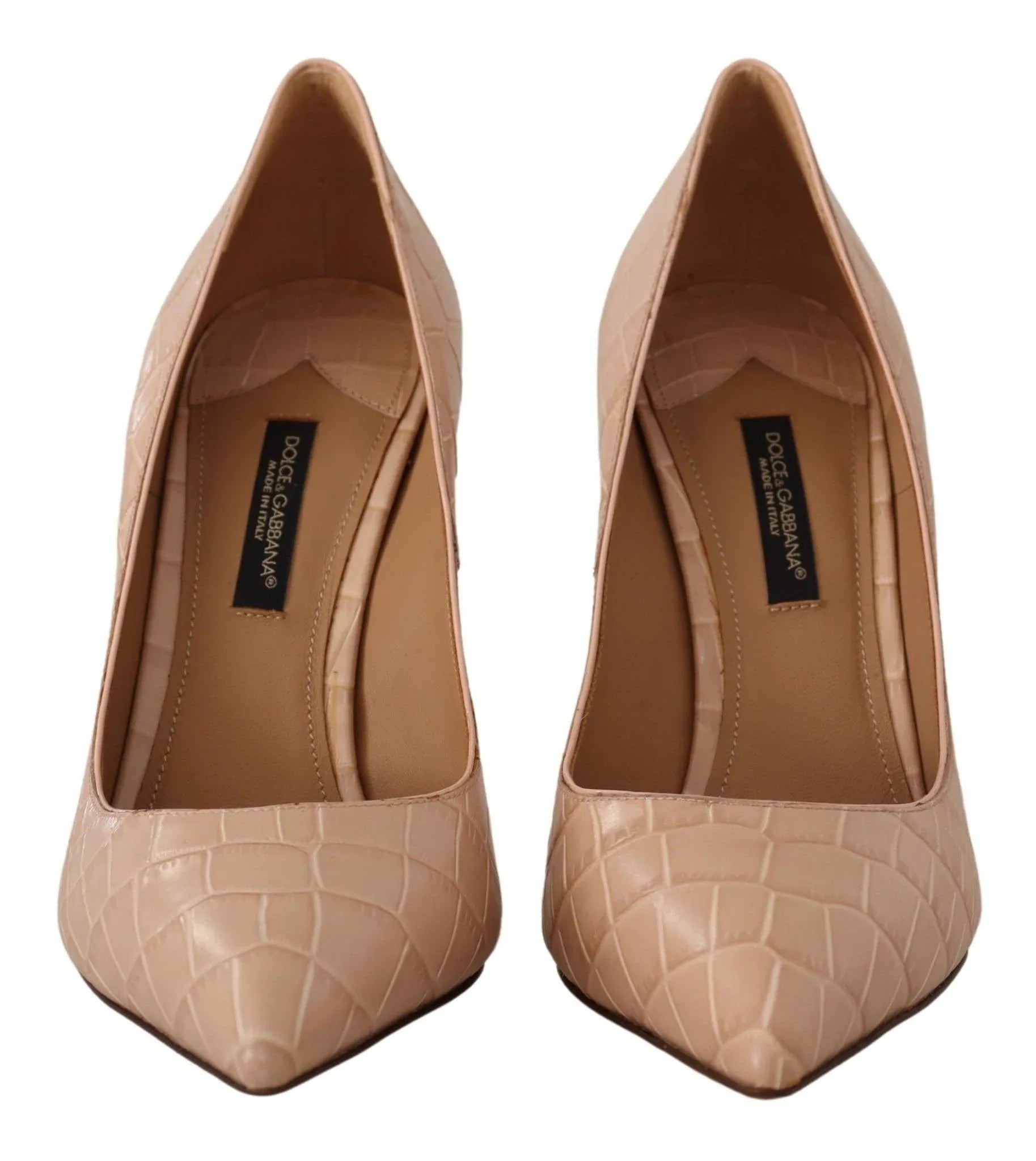Dolce & Gabbana Beige Leather Bellucci Heels Pumps Shoes - Zeiniez