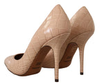 Dolce & Gabbana Beige Leather Bellucci Heels Pumps Shoes - Zeiniez