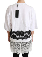 Dolce & Gabbana White Fashion Sinner Cotton Lace T-shirt Top - Zeiniez