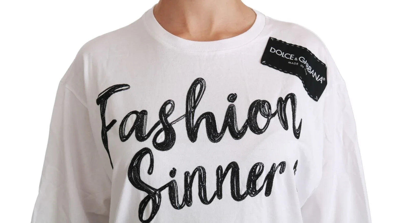 Dolce & Gabbana White Fashion Sinner Cotton Lace T-shirt Top - Zeiniez