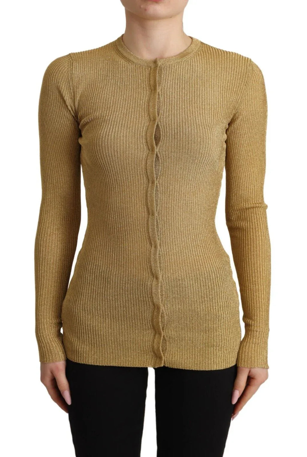 Dolce & Gabbana Gold Viscose Blend Buttons Cardigan Sweater - Zeiniez