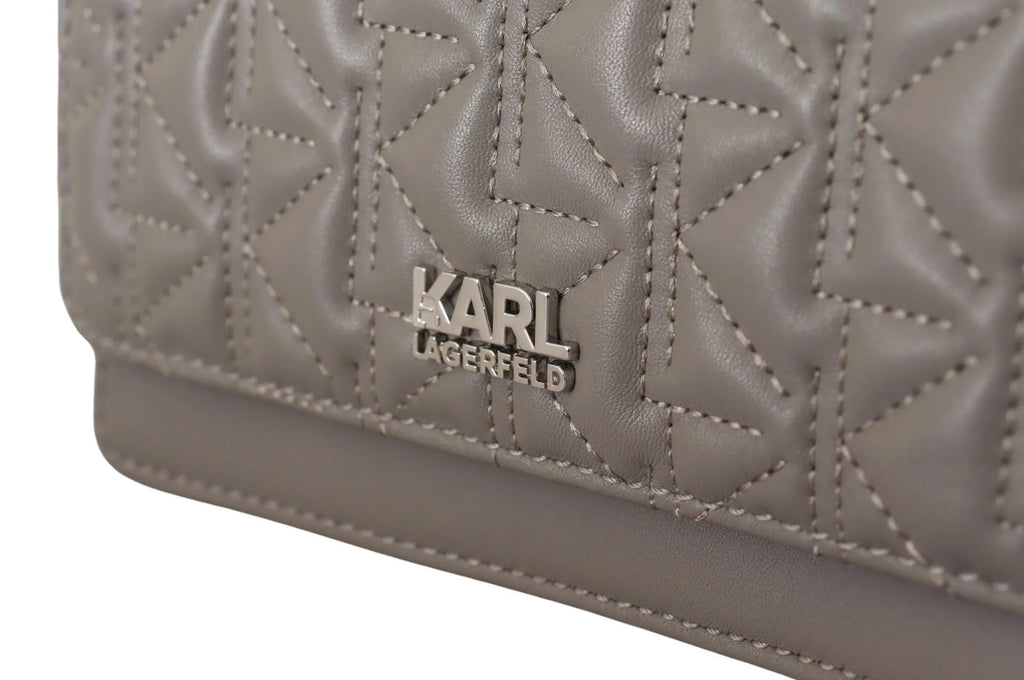 Karl Lagerfeld Light Grey Leather Crossbody Bag - Zeiniez