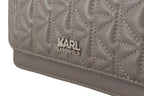 Karl Lagerfeld Light Grey Leather Crossbody Bag - Zeiniez