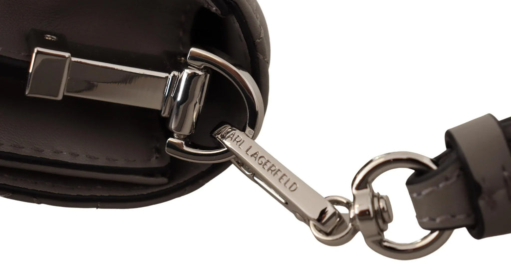 Karl Lagerfeld Light Grey Leather Crossbody Bag - Zeiniez