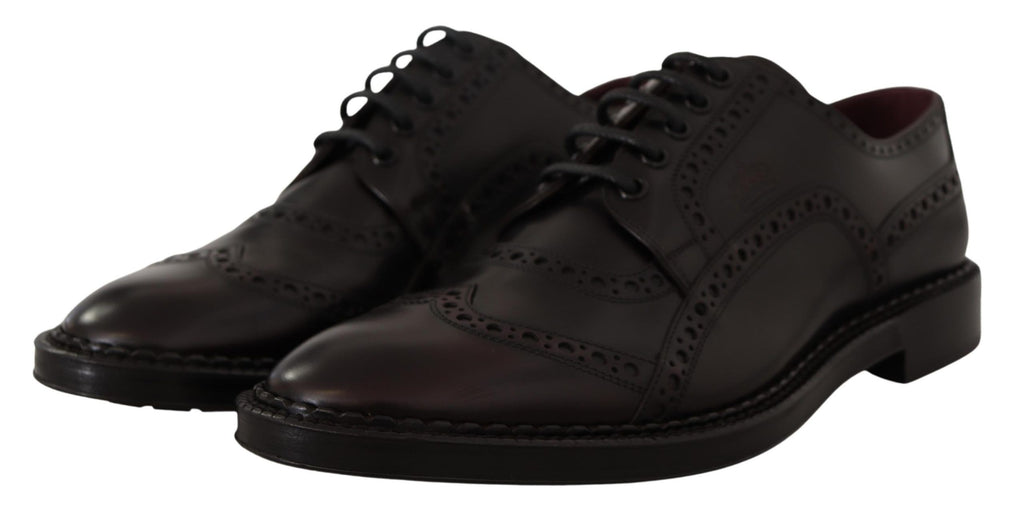 Dolce & Gabbana Purple Leather Oxford Wingtip Formal Shoes - Zeiniez