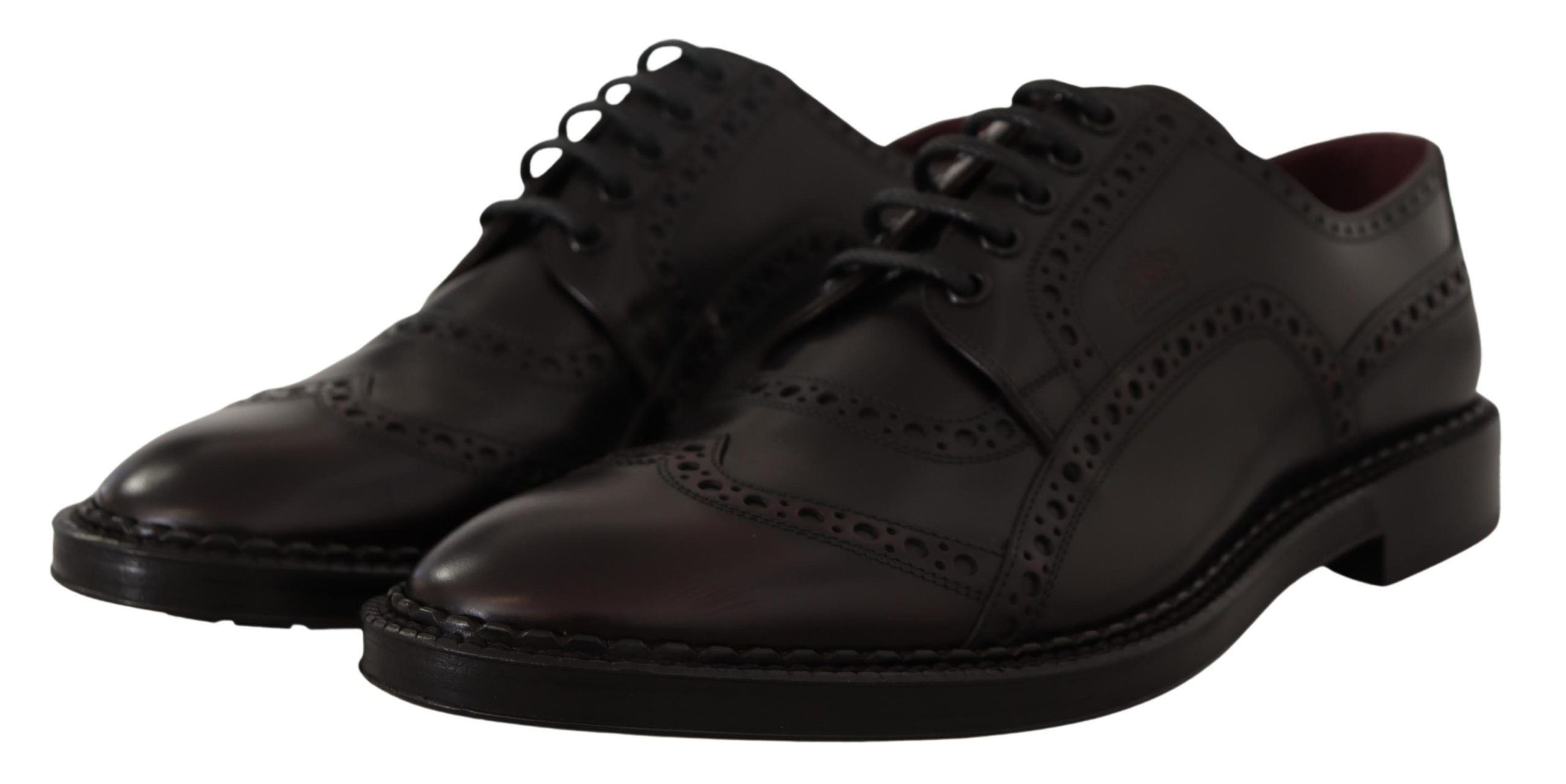 Dolce & Gabbana Purple Leather Oxford Wingtip Formal Shoes - Zeiniez