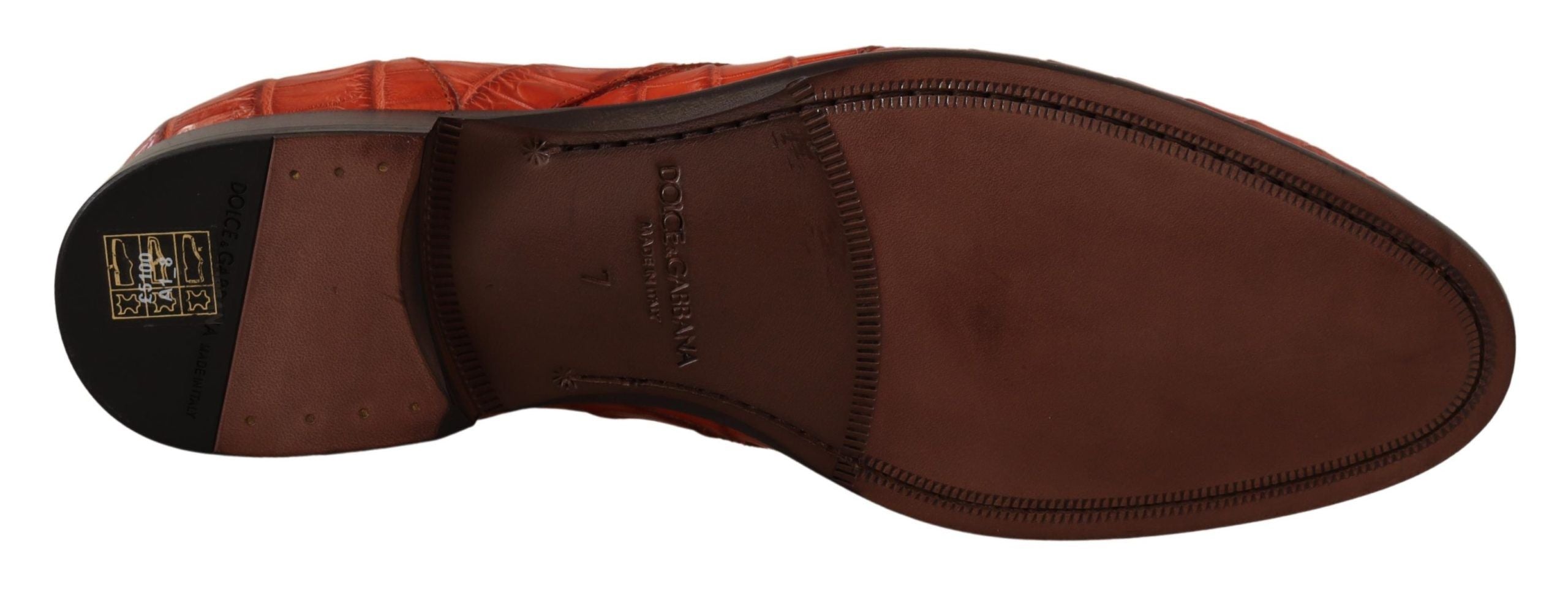Dolce & Gabbana Orange Exotic Leather Dress Derby Shoes - Zeiniez