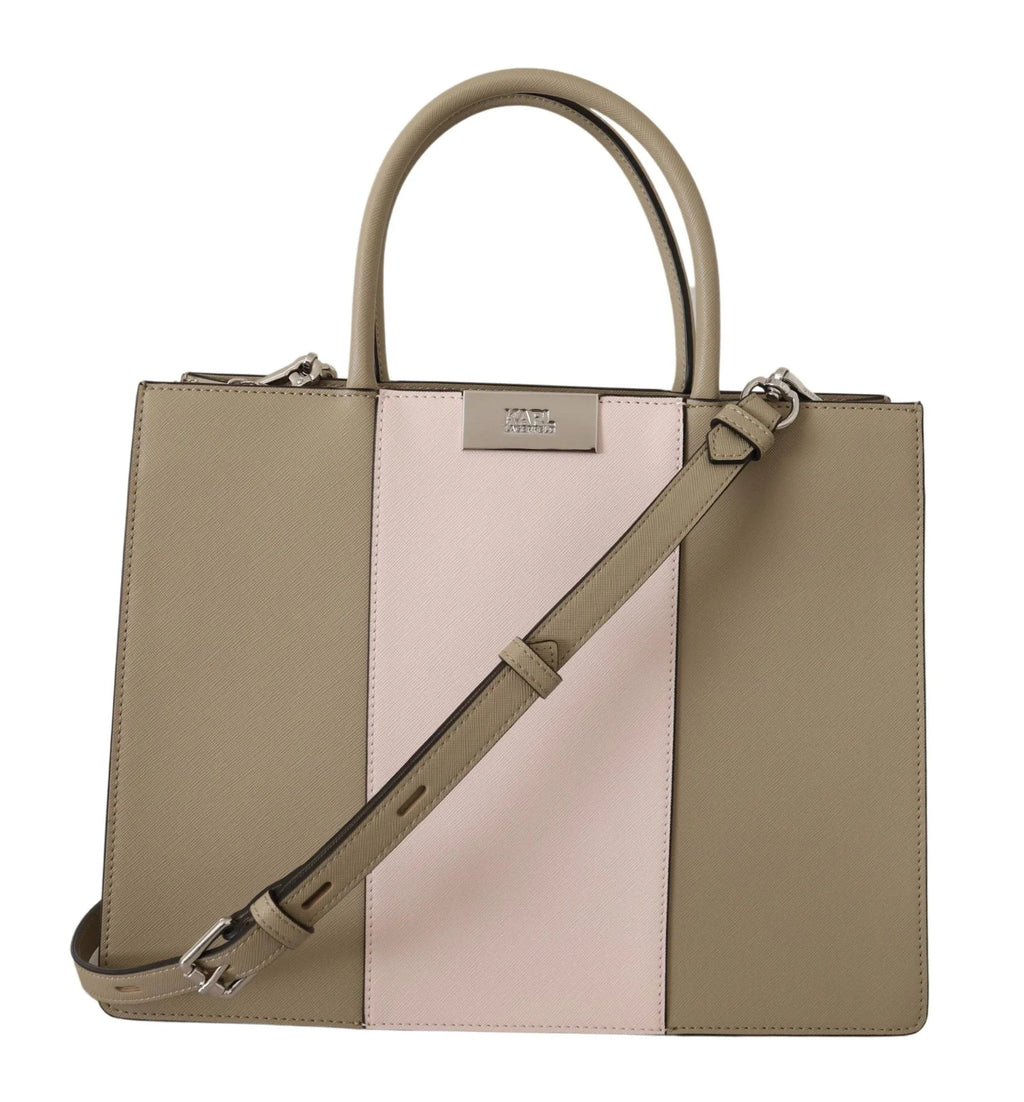 Karl Lagerfeld Sage Green Polyurethane Tote Shoulder Bag - Zeiniez
